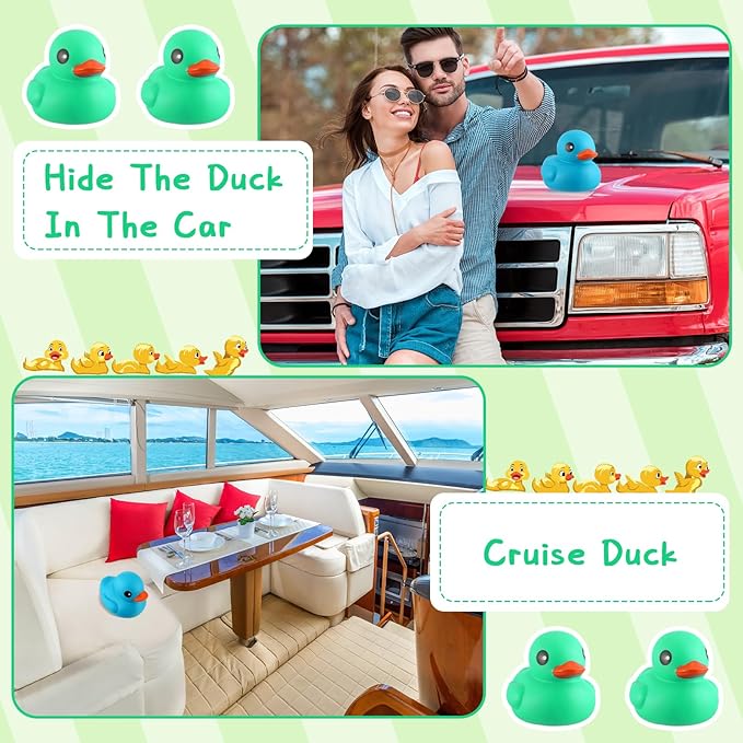 Honoson 6.89 Inch Giant Rubber Duck Big Rubber Duck Large Duckling Bath Toy with Squeaky Sound for Summer Baby Shower Birthday Party Favor Gift(Green)
