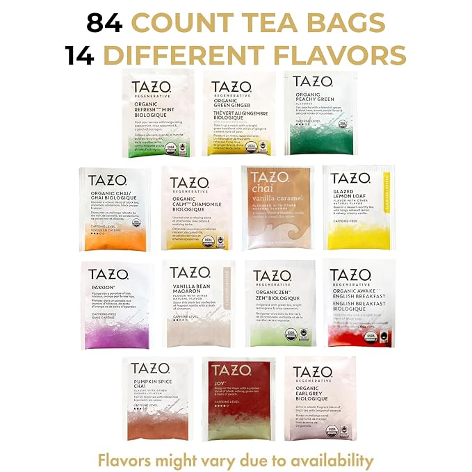 Tazo 84 Tea bags - Tea Bags Sampler Assortment Variety Pack Gift Box | 42 Count - Pack of 2, 14 Different Flavors Gifts for Him Women Men Tea Lovers Couples Family Friends Coworker