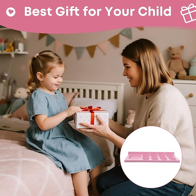 PHOENANCEE Floating Shelves for Little Tikes Story Dream Machine,Wall Shelf for Little Tikes Projector Books Audio Play Character Storage Tray Organizer for Toddlers and Kids Girls Boys,Oak(Pink)