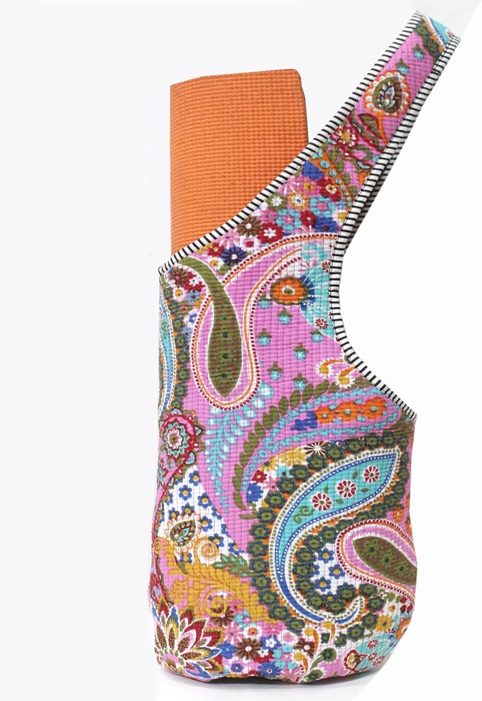 INDIAN CRAFT CASTLE Yoga Mat Bag | Tote Mat Bag | Sling Yoga Tote w/Large Side Pocket & Zipper Pocket | Yoga Mat Carrier Fits Most Size Mats