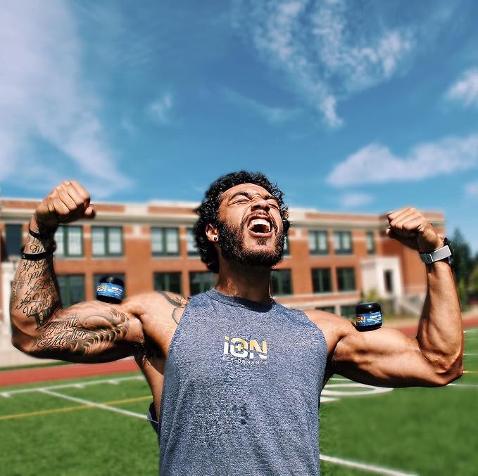 Creatine Muscle Rub iON Performance Athlete Warmup Rub with Cayenne, Creatine, Shea Butter and Orange Essential Oil. Perfect for pre-Game Muscle Massage, Leg, Back and Body. Race, Fight Prep