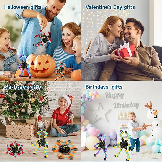 4 Pcs Fidget Toys Transformable Fidget Spinners Autism ADHD Anxiety Stress Relief Sensory Toys for Kids and Adults Deformable Robot Spinner Fingertip Gyros for Party Favors Classroom Prizes (GlowMix)
