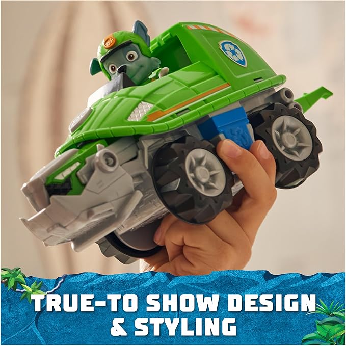 Paw Patrol Jungle Pups, Rocky Snapping Turtle Vehicle, Toy Truck with Collectible Action Figure, Kids Toys for Boys & Girls Ages 3 and Up