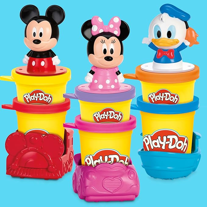 Play-Doh Disney Junior Mickey Mouse Clubhouse, Stamp & Go Megapack with Mickey, Minnie & Donald, Arts & Crafts Preschool Toys for Kids 2+
