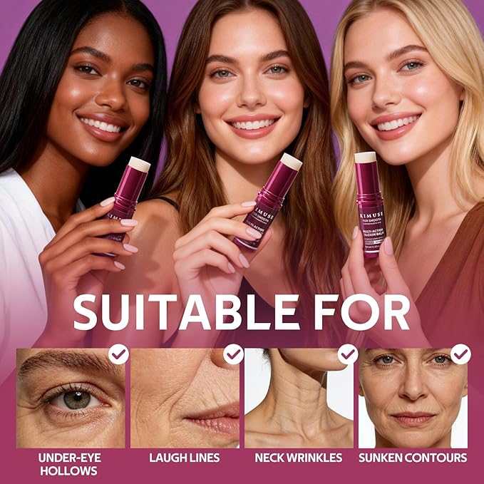 KIMUSE 2 Pack Multi-Action Calcium Balm Stick, All In One Wrinkle Bounce Multi Balm Stick Korean Skin Care, Non-Greasy, Fast-Absorbing Formula For Face & Eye