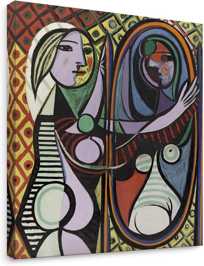 Niwo ART - Girl before a Mirror, World's Most Famous Paintings Series, Canvas Wall Art Home Decor, Gallery Wrapped, Stretched, Framed Ready to Hang (20"x16"x3/4")