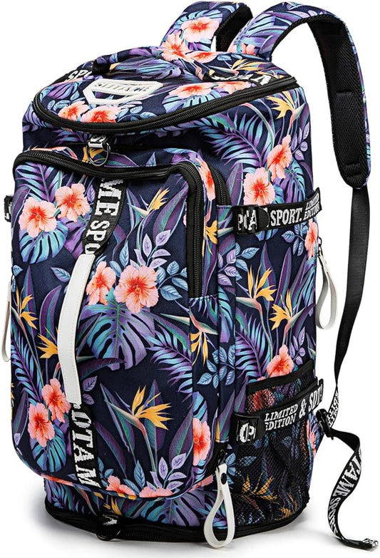 Gym Duffle Bag Backpack with Shoe Compartment,4 ways Travel Backpack for Women and Men,Multi-Functional Weekender bag with Waterproof Layer&Laptop Compartment for Fitness, Travel,Camping