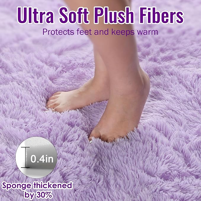 PAGISOFE Purple Rugs for Girls Bedroom 6x9 Ft Fluffy Living Room Area Rugs, Soft Bedside Princess Rug for Kid's Room Nursery Christmas Home Decor Shag Carpet for Kids Playroom,Plush Mermaid Kawaii Rug