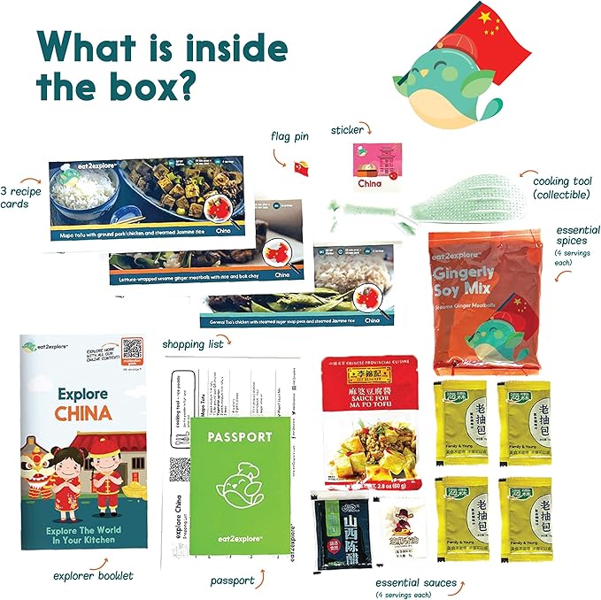 Cooking Kits for Kids - Interactive & Educational Set with 3 Recipe Cards, Key Ingredients & Cooking Tools - Ideal Idea for Kids who Love to Create Meals (China Edition)