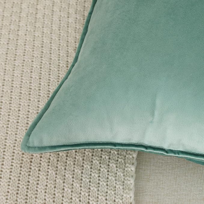 Velvet Sage Green Throw Pillow Covers 24”x24”Pack of 2 Soft Decorative | Square Cushion Covers for Couch Sofa Bed Livingroom Car Home Decor,60x60Cm