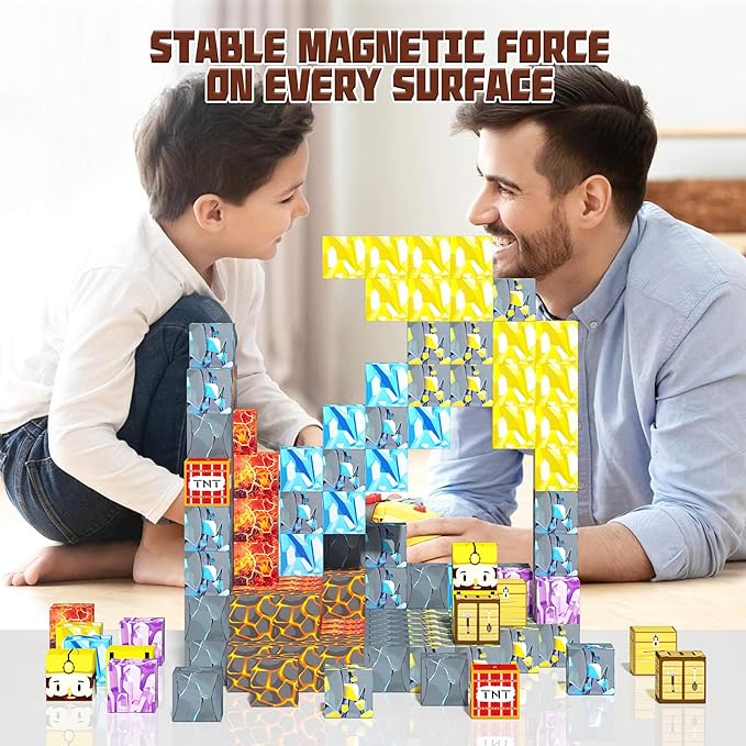 180PCS Magnetic Building Blocks for Kids - 0.8" Pixel Art Magnetic Cubes for Boys Ages 3 4 5 6 7 8-12, Sword Portal Magnet Block Set, STEM Sensory Educational Toys Ideal Birthday