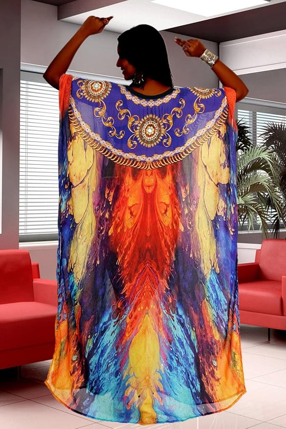 Venasha Womens Caftan Floral Print Kaftan Dress Short Sleeve Swimsuit Cover up Loungewear for Summer