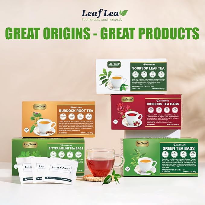 LeafLea Premium Green Tea Bags, Daily Wellness & Uplifting, 80 Count | Pure Green Tea Leaves, Bright And Mild Flavor, Caffeinated, Sugar-Free, Non-GMO, Vegan, Individually Wrapped, 2 Pack