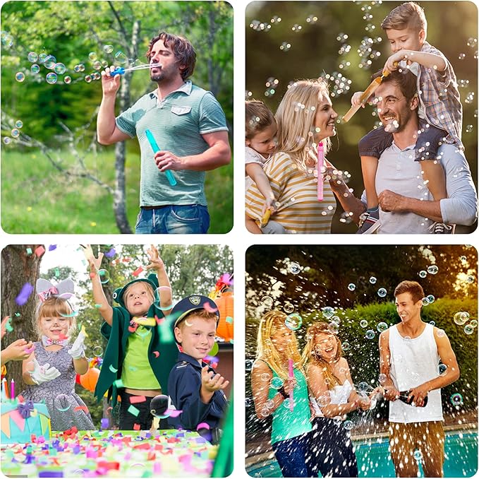 Inscraft 40 Pack 14’’ Big Bubble Wands, 8 Colors Bubbles Bulk for Summer Toy, Outdoor / Indoor Activity Use, Easter, Birthday, Graduation, Shower, Bubbles Party Favors Supplies for Kids Toddlers