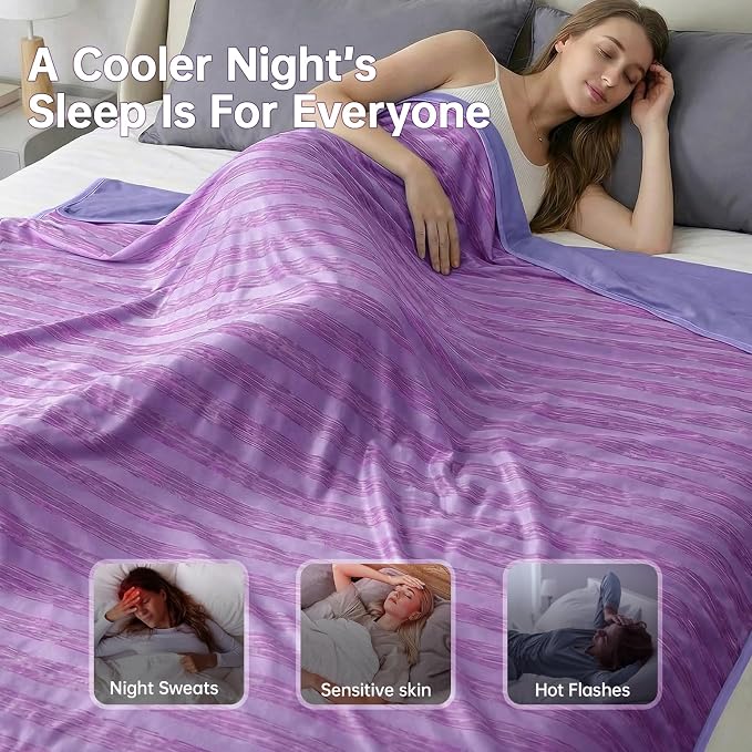 Guohaoi Cooling Blanket for Hot Sleepers and Night Sweats 60"x90" Full Size | Arc-Chill Q-Max >0.5 Cool Fiber,100% Oeko-Tex Certified Lightweight Summer Blanket for Travel/Outdoor Ultra Cold Breathable