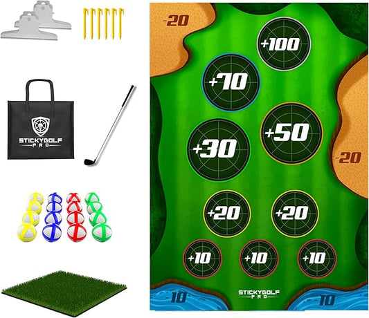 Golf Game for Adults Outdoor Indoor - Backyard Chipping Set with Sticky Balls - Family Entertainment Multi-Player Action - Friend and Party Activity - Gift for Golfers