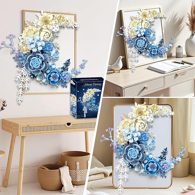 Moon Flower Building Set,935PCS Botanical Collection Set for Elegant Home Decor & Romantic Gift