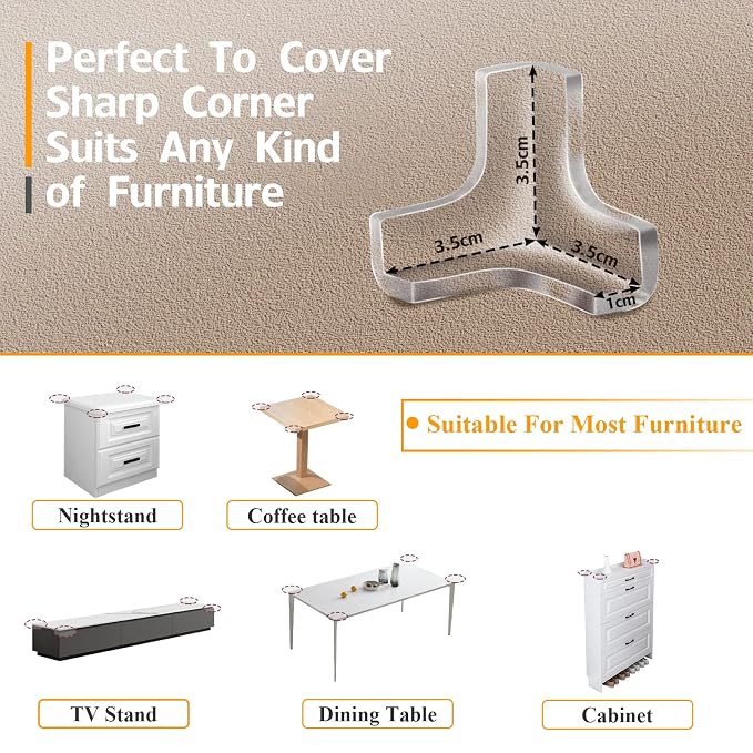 16 Pack Table Corner Protectors Clear Corner Guards Corner Bumpers Covers, Furniture & Sharp Corner Baby Proofing, T-Shaped
