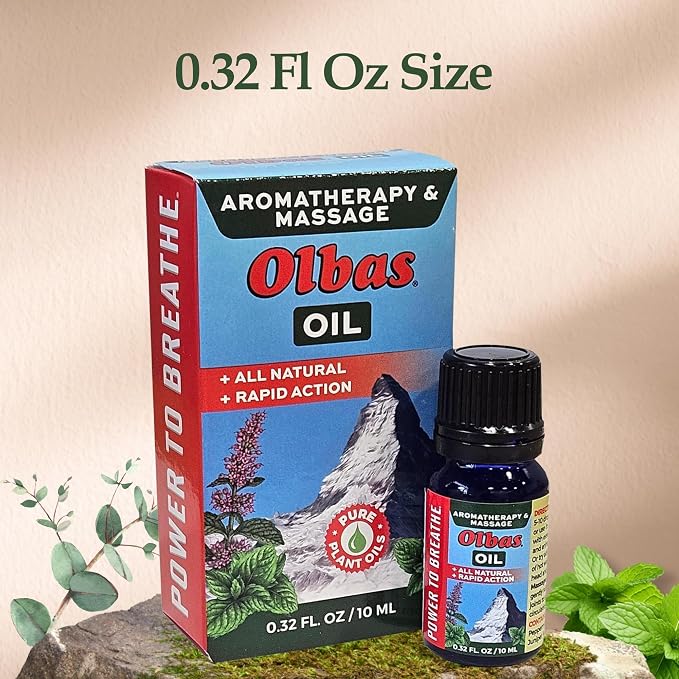 Olbas Aromatherapy Inhalant and Massage Oil Pack of 1 (10 ml), Body Massage Oil, Swiss Herbal Remedies with Pure Essential Massage Oils for Muscle Relaxing and Soothing Comfort for Pain Relief