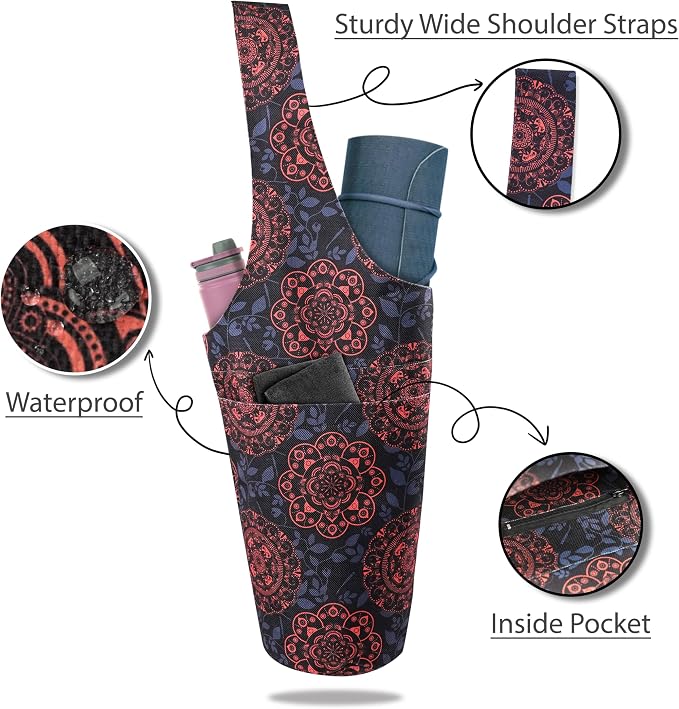 Yoga Mat Bag Yoga Tote Bag with Large Pocket and Zipper Pocket Yoga Mat Bag Carrier Fit Most Size Mats and All You Stuff
