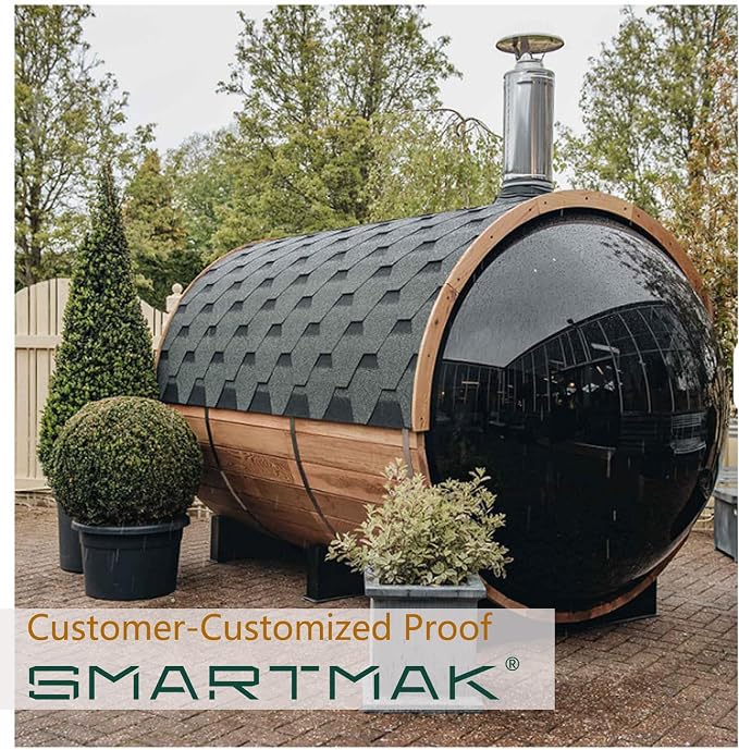 Smartmak Custom Outdoor Barrel Sauna, 2-8 Person Wooden Sauna, Wood Burning Stove or Electric Stove, DIY Steam Sauna Box (220v)