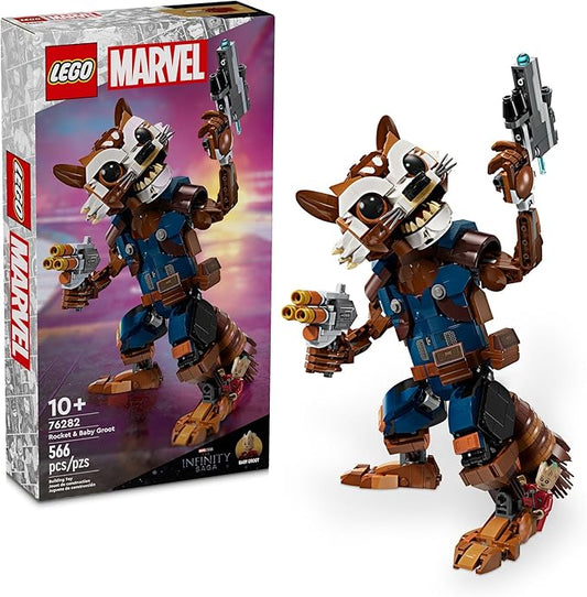 LEGO Marvel Rocket & Baby Groot Minifigure, Guardians of The Galaxy Inspired Marvel Toy for Kids, Buildable Action Figure for Play and Display, Gift for Boys and Girls Ages 10 and Up, 76282
