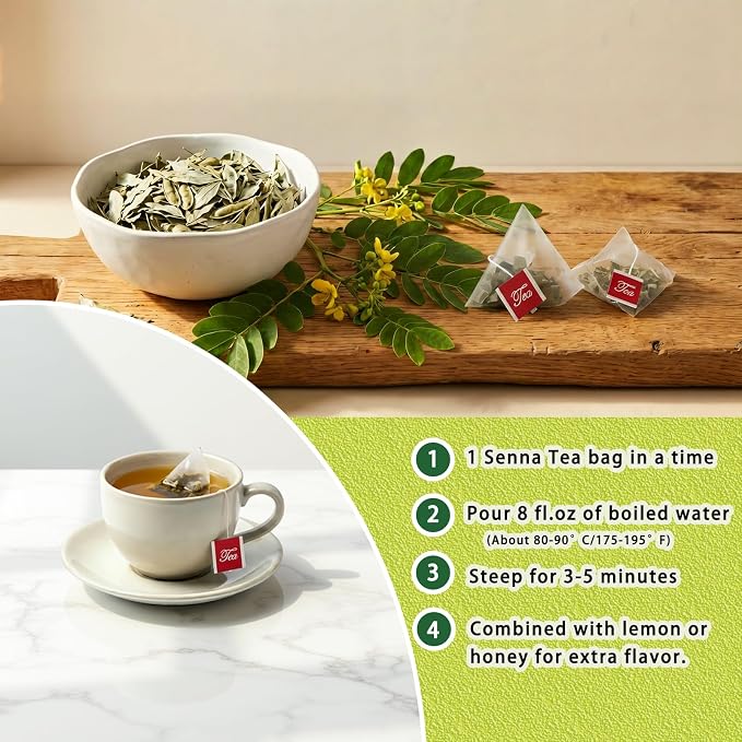 Samcci - Senna Tea, 50 Teabags, 1.5g/bag - Senna Leaf Tea for Constipation -Digestive - Poop for Promoting Digestion - Colon Cleanse -Non-GMO - Caffeine-free