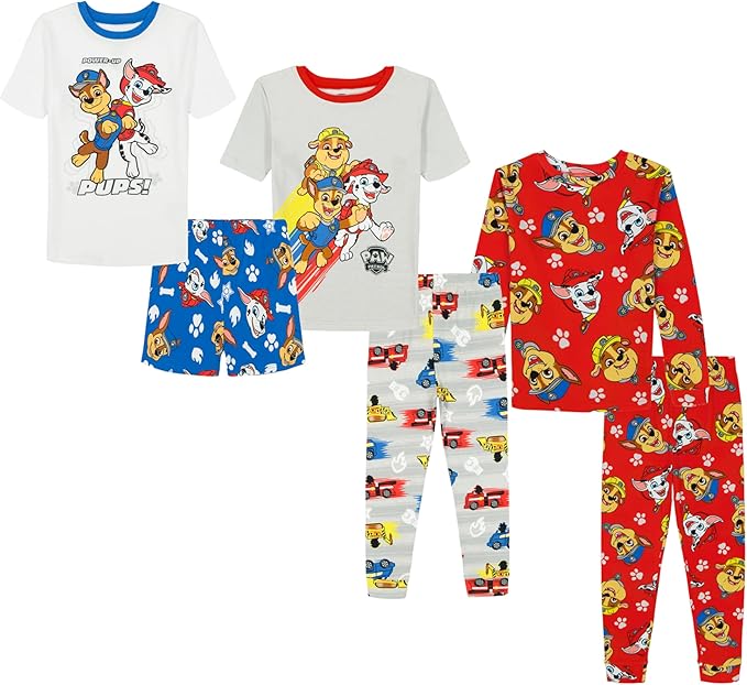 Nickelodeon Boys' Paw Patrol 6-piece Snug-fit Cotton Pajama Set, Soft & Cute for Kids