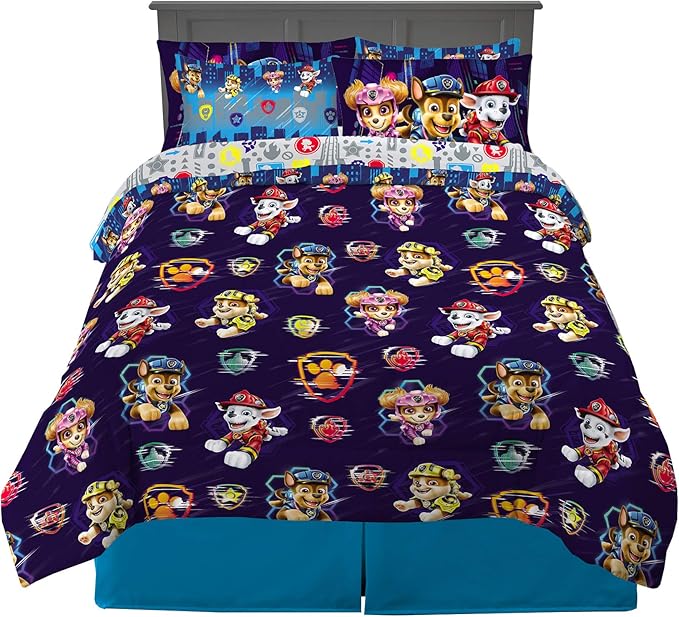 Franco Kids Bedding Super Soft Comforter and Sheet Set with Sham, 7 Piece Full Size, Paw Patrol Movie