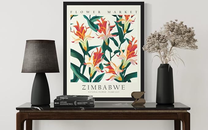 Zimbabwe, Flame Lily Unframed Art Print Poster, Flower Market Wall Art, Floral Artwork Decor for Bedroom, Kitchen, Bathroom, Livingroom Decoration 52 (Zimbabwe, Flame Lily, 20"L x 16"W, Unframed)