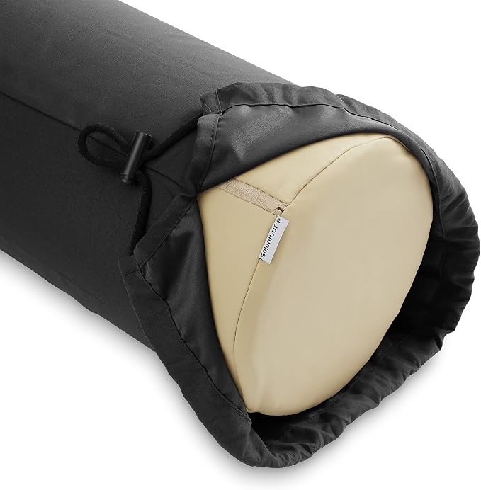 Saloniture Microfiber Cylinder Pillow Case Cover for Massage Table Bolsters - 30 x 9 Inch with Drawstring Closure, Black