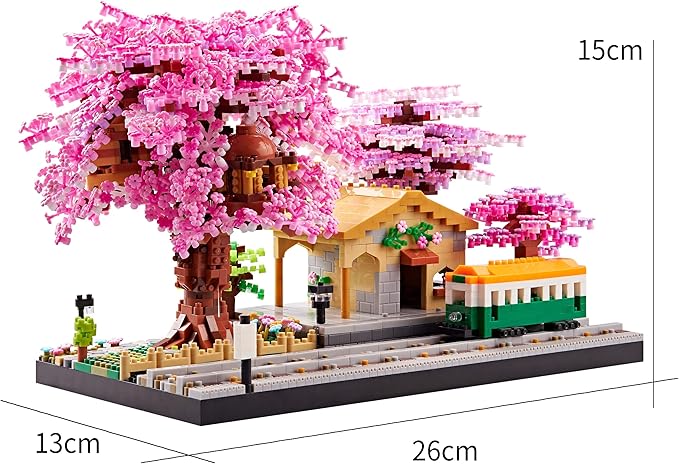 Japanese Cherry Blossom Tree Building Set Mini Micro Blocks Kit for Adult Flowers House Bonsai Tree Building kit Ideas Toys Present for Girls 14+
