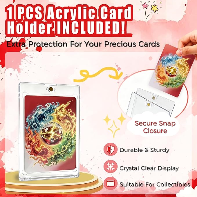 4 Pocket Trading Card Binder with 50 Removable Pages, Holds 400 Standard Cards, Secure Zipper Closure & PU Leather Cover for Collectible Games, Sports,TCG