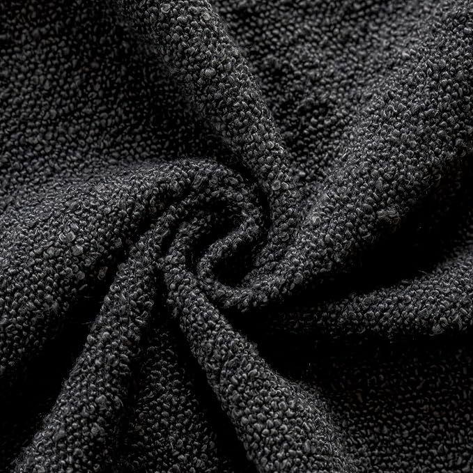 Foindtower Set of 2, Decorative Textured Boucle Throw Pillow Covers Accent Solid Pillow Cases Neutral Soft Cozy Couch Cushion Case for Chair Sofa Bedroom Living Room Home Decor 18 x 18 Inch Black