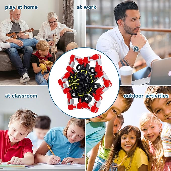 4 Pcs Fidget Toys Transformable Fidget Spinners Autism ADHD Anxiety Stress Relief Sensory Toys for Kids and Adults Deformable Robot Spinner Fingertip Gyros for Party Favors Classroom Prizes (Red)