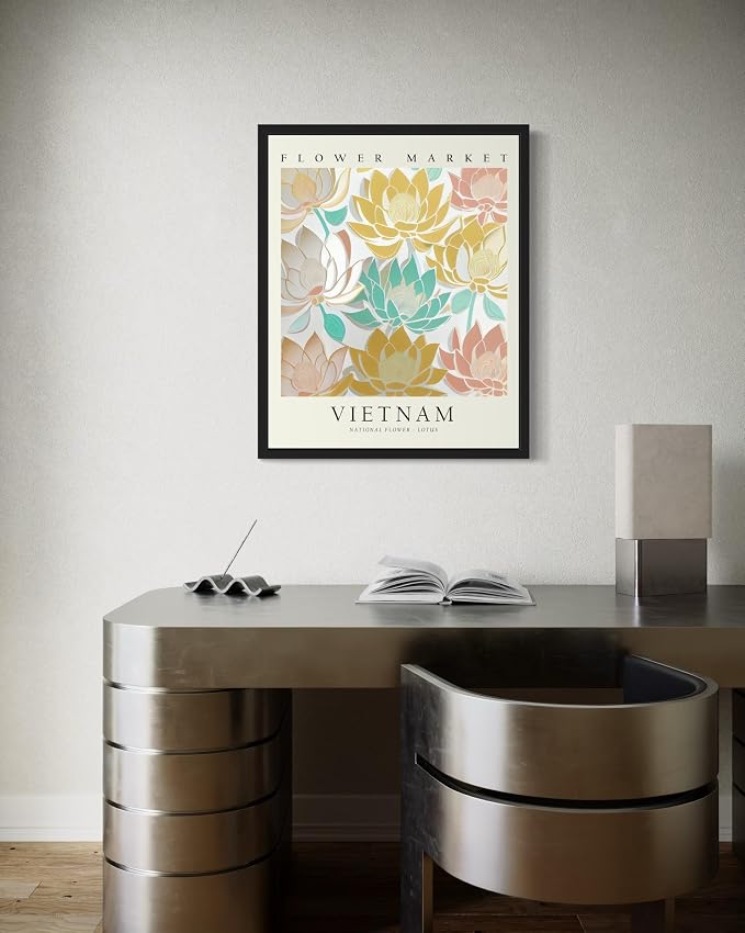 Vietnam Flower Market Art Print Poster, Wall Art Floral Painting Botanical Decor for Bedroom, Kitchen, Bathroom Livingroom Decoration 82B (Vietnam, 14"L x 11"W, Unframed)