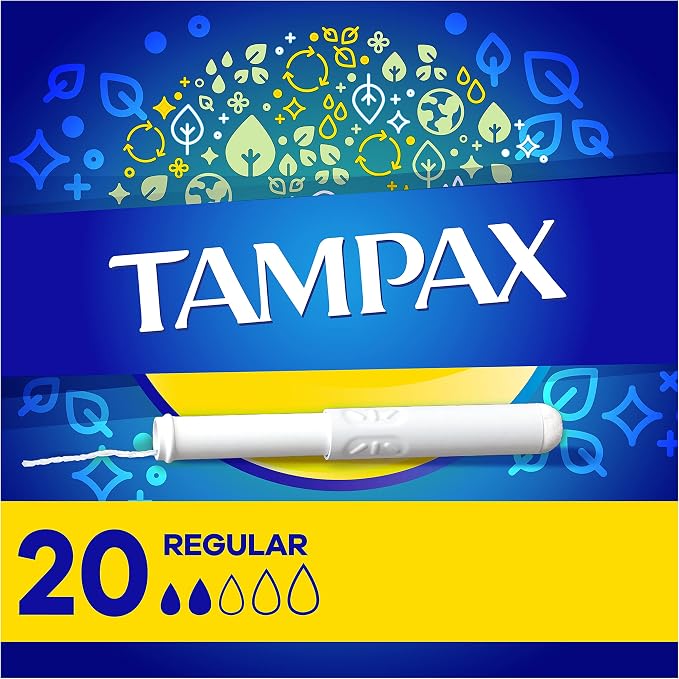 Tampax Cardboard Applicator Tampons, Regular Absorbency, 20 Count, Pack of 4