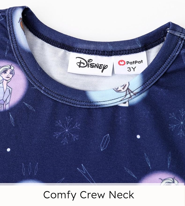 Disney Frozen Elsa Stitch Princess Minnie Mouse Toddler Girl Dresses 2 Pack Ruffle Long Sleeve Dress Set (3 Months - 6 Years)