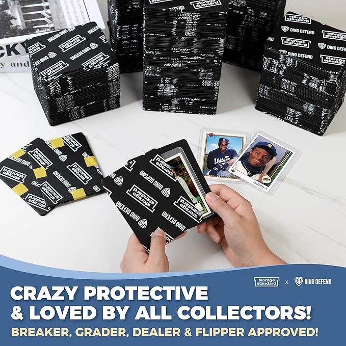 Ding Defend 510-Pack Trading Card Protector Shipping - 3.5 x 4.5 Inch Black Hobby Card Shipping Supplies w/Rounded Corners, Lightweight & Reusable for Raw Top Loaders, Semi-Rigids, Team Bags