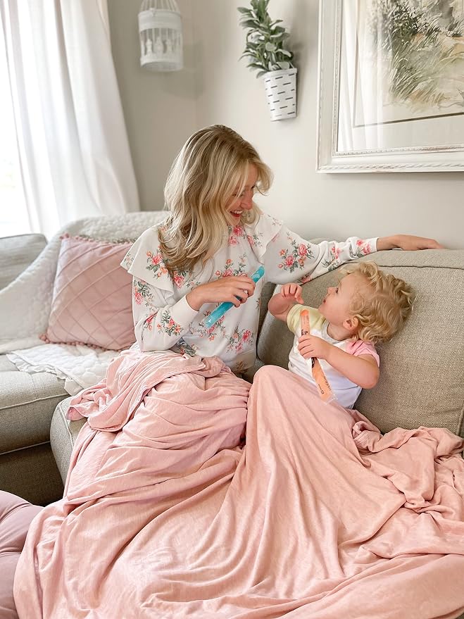 Elegear Arc-Chill 3.0 Cooling Blankets for Hot Sleepers, Queen Size, Pink | Q-Max>0.5 Cooling Fabric, Absorbs Heat to Keep Body Cool, Breathable Summer Blankets for Night Sweats & Menopause, 79"x86"