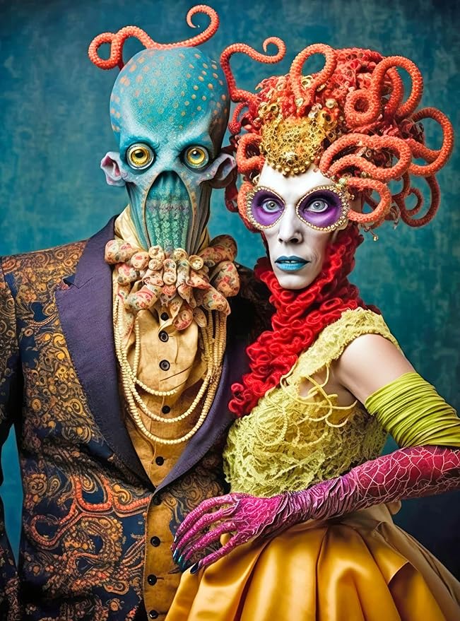 1000 Piece Jigsaw Puzzle for Adults - Cross & Glory - Meet The Aliens Series| Collectible Sci-Fi Illustration (Sylas and Eirlys)