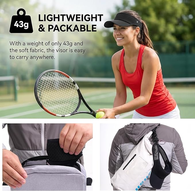 LONGLONG Sports Sun Visor Hat with Non-Slip Toggle Breathable for Women Men | Adjustable Quick Dry Moisture-Wicking Soft Lightweight Mesh Sun Protection Cap Golf Tennis Pickleball Running Garden Hiking