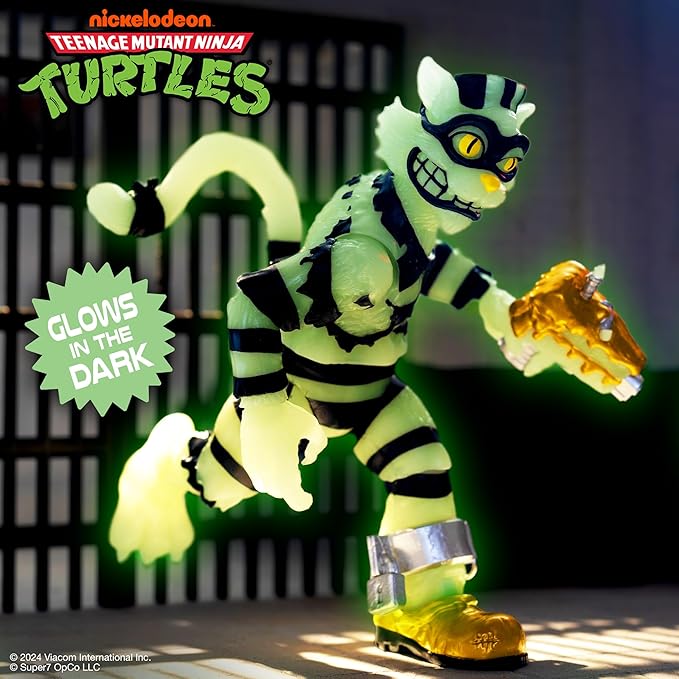 Super7 ULTIMATES! Teenage Mutant Ninja Turtles Scratch Cat (Glow in The Dark) - 7" TMNT Action Figure with Accessories Classic Cartoon Collectibles