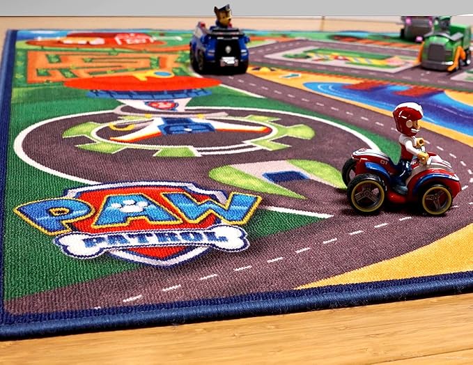 Gertmenian Paw Patrol Indoor Area Rug - 4x6 Large, Non-Slip, Ideal for Children in Bedroom, Game Room, Classroom, Nursery or Play Area - Paw Patrol Road Play, Multi, 46910