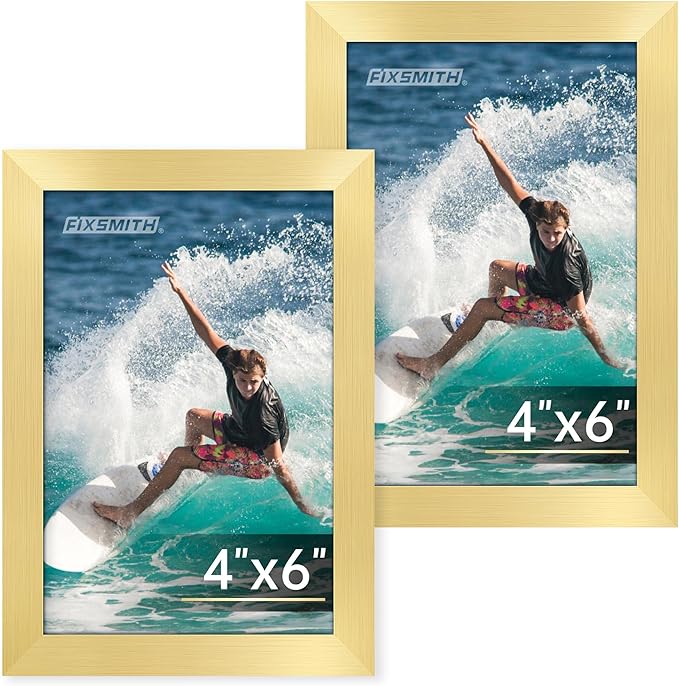 4x6 Picture Frame Set of 2, Gold Picture Frames Collage for Tabletop or Wall Display, Photo Frame 4x6 with HD Plexiglass