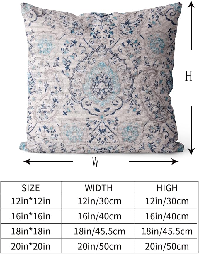 Snycler Boho Throw Pillow Covers 20x20 inch Set of 2 Terracotta Rust Blue Colored Throw Pillows Double Sided Boho Home Soft Decor for Bedroom Living Room Couch & Sofa (No Inserts)
