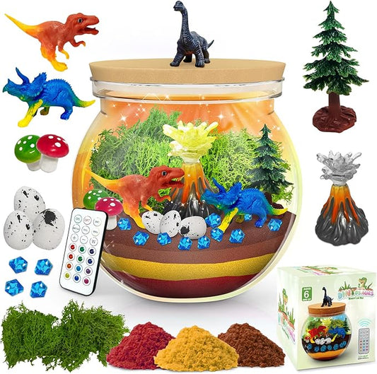 Dinosaur Gifts for Boys -Dinosaur Terrarium Kit for Kids 4-8, Night Light Craft Kit, DIY Dinosaur Gifts for Kids Arts and Crafts DIY Nightlight Project Novelty for Boys Age 6-12