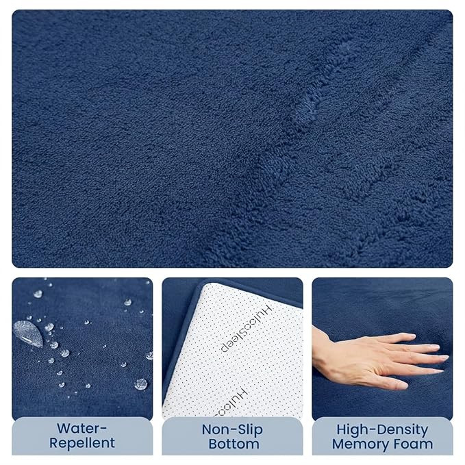 Huloo Sleep Baby Play Mat for Floor,50"×65" Playpen Mat for Toddler,Infant,Kids,1.3" Thick Elasti Foam Non-Slip Nursery Rug,Water Repellent Soft Padded Floor Mats for Tummy Time,Crawling(Dark Blue)