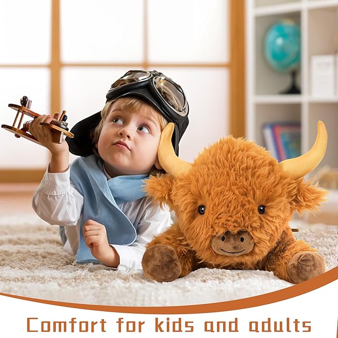 5lbs Highland Cow Weighted Stuffed Animals, 22in Giant Highland Cow Gift Plush Toy,Adorable Stuffed Animal for Kids and Adults Highland Cattle Plushie Pillow Decor