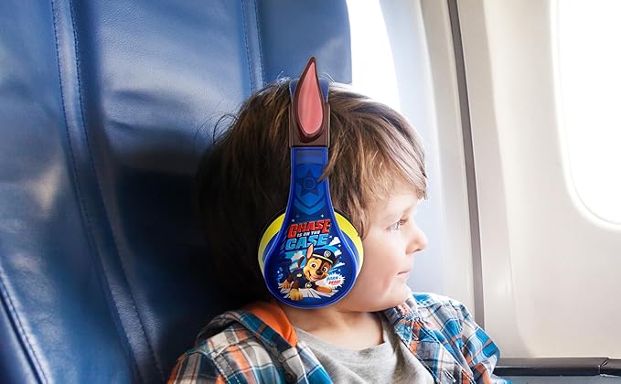 eKids Paw Patrol Chase Bluetooth Headphones for Kids, Wireless Headphones with Microphone Includes Aux Cord, Earphones for School, Home, or Travel (Paw Patrol Chase)